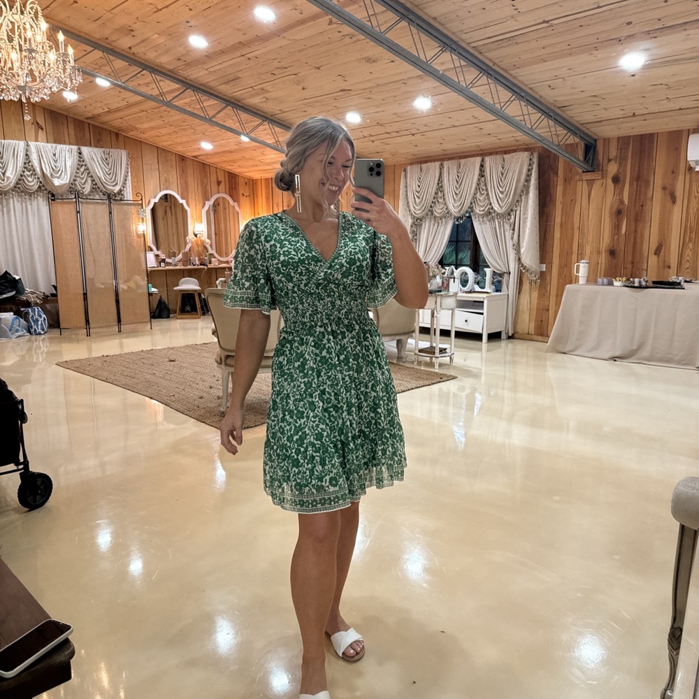 Elegant Green Floral Dress